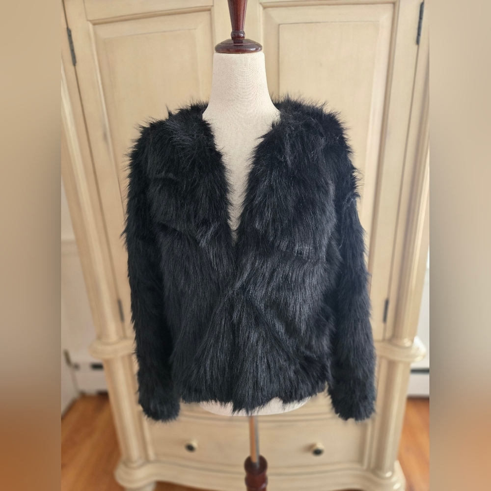 Chic Black Faux Fur Teddy Jacket